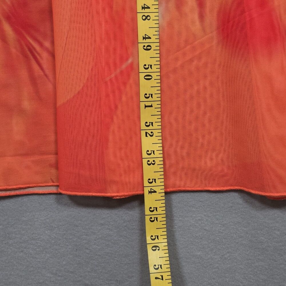 CAROLINE CONSTAS Mesh Midi Dress Cover Up M Orange with Red & Yellow Tie‑Dye New - Picture 8 of 13